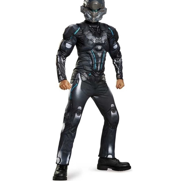 HALO Infinite Spartan Locke Muscle Suit Mask Boys Halloween Costume Childs S 4-6 - Picture 2 of 7